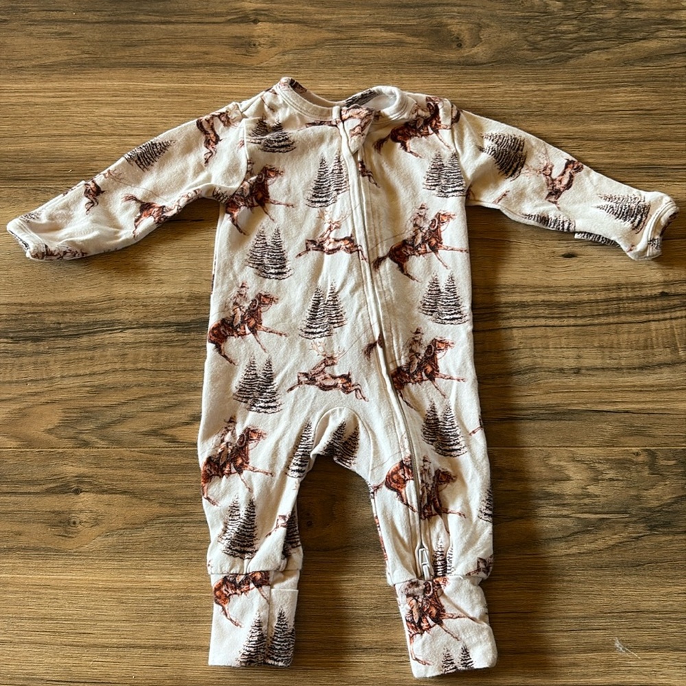 Baby Girls Western Christmas Footie Pajamas